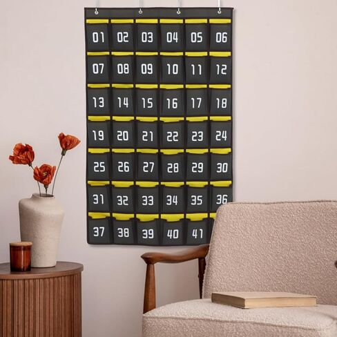 NUOBESTY Numbered Classroom Sundries Closet, Cell Phones Calculator Holder - 42 Pocket Chart Wall Pouch Over The Door Hanging Organizer for Jewelry Storage (Dark Grey) in Saudi Arabia