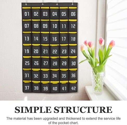 NUOBESTY Numbered Classroom Sundries Closet, Cell Phones Calculator Holder - 42 Pocket Chart Wall Pouch Over The Door Hanging Organizer for Jewelry Storage (Dark Grey) in Saudi Arabia