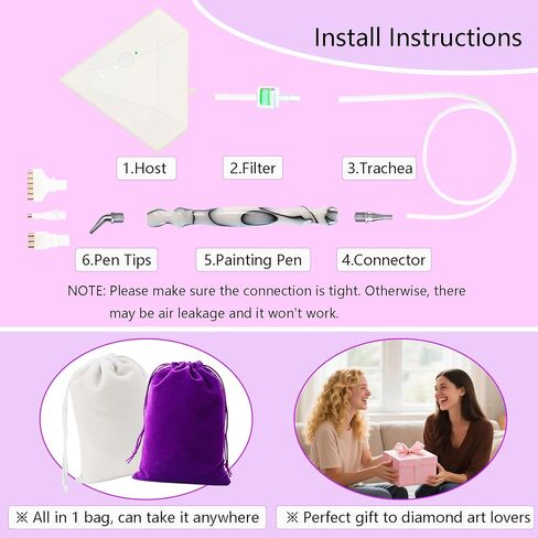 Lanzeyo قلم رسم ماسي كهربائي قابل لإعادة الشحن، قلم رسم ماسي كهربائي مع بطارية طويلة التحمل، قلم مكنسة كهربائية مع صينية تخزين الخرز لإكسسوارات فن الأحجار الكريمة الماسية (أرجواني) in Kuwait