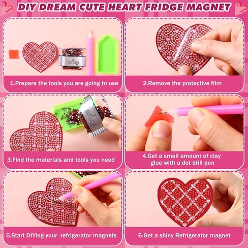 Motipuns 30 قطعة عيد الحب القلب الماس الفن اللوحة مغناطيس مجموعات عيد الحب الماس مغناطيس الثلاجة DIY ملصق الثلاجة للمبتدئين البالغين الفن الحرف الهدايا الديكورات المنزلية in Kuwait
