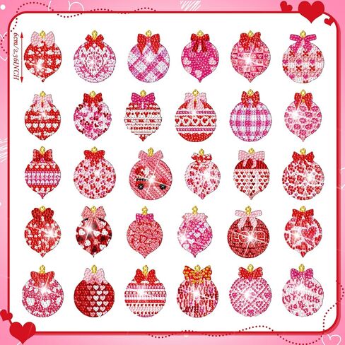 Motipuns 30 Pcs Valentine's Day Heart Diamond Art Painting Magnets Kits Valentines Diamond Fridge Magnet DIY Refrigerator Sticker for Beginners Adults Art Craft Gifts Home Decors in Kuwait