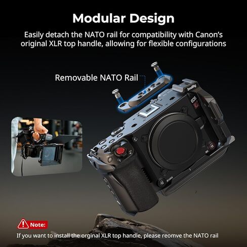 قفص SmallRig لـ Canon C50 مع مشبك كابل لـ HDMI، جهاز كاميرا C50 ذو تصميم معياري، يتضمن حذاء بارد، مقبس QD، لوحة لـ Arca وسكة حديد الناتو القابلة للفصل، متوافق مع مقبض XLR الأصلي - 5656 in Kuwait