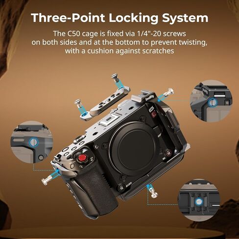 قفص SmallRig لـ Canon C50 مع مشبك كابل لـ HDMI، جهاز كاميرا C50 ذو تصميم معياري، يتضمن حذاء بارد، مقبس QD، لوحة لـ Arca وسكة حديد الناتو القابلة للفصل، متوافق مع مقبض XLR الأصلي - 5656 in Kuwait