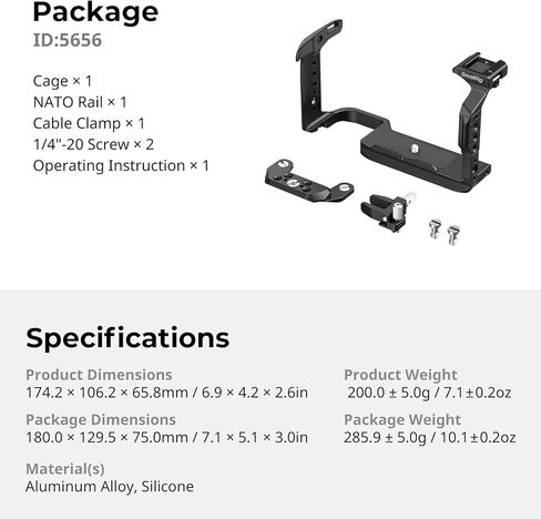 قفص SmallRig لـ Canon C50 مع مشبك كابل لـ HDMI، جهاز كاميرا C50 ذو تصميم معياري، يتضمن حذاء بارد، مقبس QD، لوحة لـ Arca وسكة حديد الناتو القابلة للفصل، متوافق مع مقبض XLR الأصلي - 5656 in Kuwait