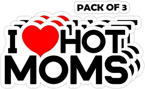 ملصق I Love Hot Moms - مجموعة من 3 ملصقات - ملصق مضحك لزجاجة مياه للكمبيوتر المحمول والسيارة والشاحنة والهواتف اللوحية هدية على الجدار ملصق نافذة (بوصتان (صغير)) in Saudi Arabia