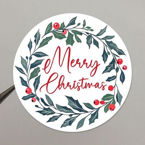 120 x Merry Christmas Gift Tag Stickers – Festive Holiday Labels for Cards, Wrapping, and Presents – Cute Xmas Sticker Sheets – 1.6 Inch (Merry Christmas-A) in Saudi Arabia