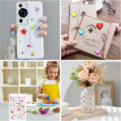 2651pcs Gem Stickers Jewels for Crafts,Self Adhesive Rhinestone Jewel Stickers,Stick on Gems Rhinestones for Crafts,Acrylic Bling Heart Stickers in Saudi Arabia