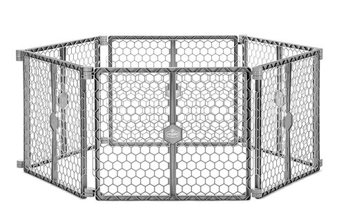 Regalo 192-Inch Super Wide Baby Gate and Play Yard, 2-in-1 Convertible Plastic Gate and Play Yard, Red White and Blue, Hardware Mounted, 6-24 Months in Saudi Arabia