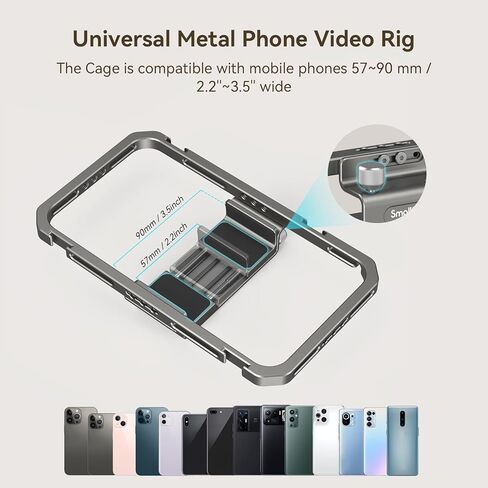 SmallRig Universal Smartphone Video Rig for iPhone for Samsung, Filmmaking Vlogging Rig Aluminium Alloy Phone Video Cage Grip with Cold Shoe Mount for Videomaker Videographer - 2791B in Saudi Arabia