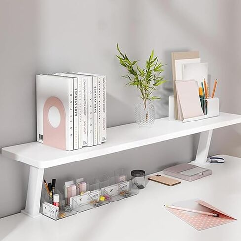 24x7.8 in Clamp on Desk Shelf, Adjustable Floating Desks Shelf Space Saving Desktop Extender Storage Organizer for Office, Dorm, Home Desk Organization, White in Saudi Arabia