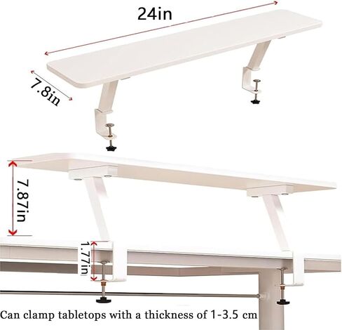 24x7.8 in Clamp on Desk Shelf, Adjustable Floating Desks Shelf Space Saving Desktop Extender Storage Organizer for Office, Dorm, Home Desk Organization, White in Saudi Arabia