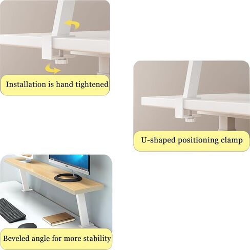 24x7.8 in Clamp on Desk Shelf, Adjustable Floating Desks Shelf Space Saving Desktop Extender Storage Organizer for Office, Dorm, Home Desk Organization, White in Saudi Arabia