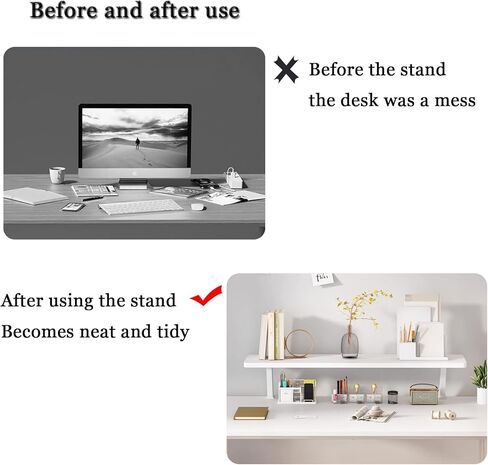 24x7.8 in Clamp on Desk Shelf, Adjustable Floating Desks Shelf Space Saving Desktop Extender Storage Organizer for Office, Dorm, Home Desk Organization, White in Saudi Arabia