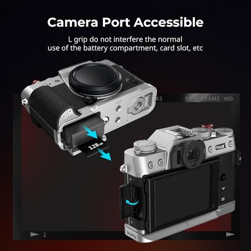 SMALLRIG X-T30 III/X-T30 II/X-T30 L-Shape Grip for FUJIFILM Camera, Built-in Quick Release Plate for Arca, 1/4"-20 Holes, Lightweight Ergonomic Silicone Handgrip,Shutter Button (Silver) - 5664 in Saudi Arabia