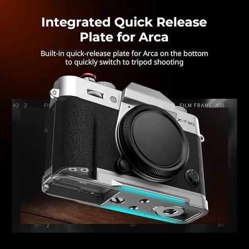 SMALLRIG X-T30 III/X-T30 II/X-T30 L-Shape Grip for FUJIFILM Camera, Built-in Quick Release Plate for Arca, 1/4"-20 Holes, Lightweight Ergonomic Silicone Handgrip,Shutter Button (Silver) - 5664 in Saudi Arabia