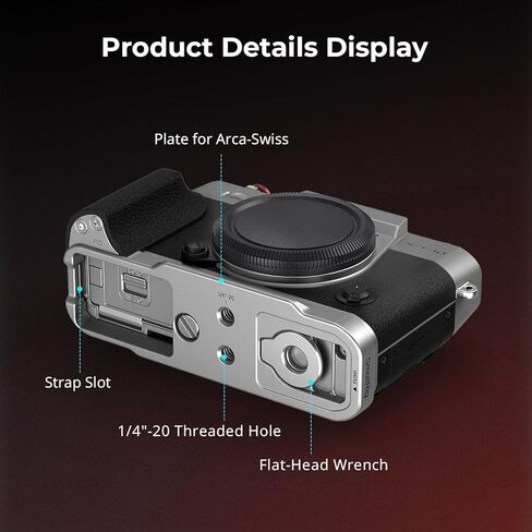 SMALLRIG X-T30 III/X-T30 II/X-T30 L-Shape Grip for FUJIFILM Camera, Built-in Quick Release Plate for Arca, 1/4"-20 Holes, Lightweight Ergonomic Silicone Handgrip,Shutter Button (Silver) - 5664 in Saudi Arabia