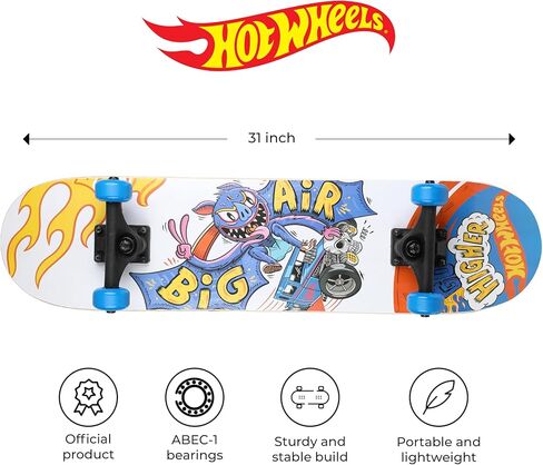 لوح تزلج من Hot Wheels مقاس 31 بوصة، لوح تزلج من خشب القيقب مكون من 9 طبقات للتجول والنحت والخدع والانحدار in Kuwait