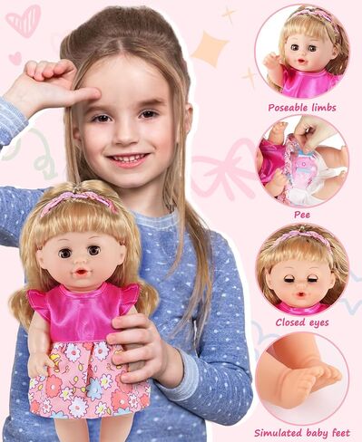 دمية أطفال بشعر من GAGAKU، دمى أطفال مقاس 12 بوصة للفتيات بعمر 3 4 5 6 سنوات، دمية أطفال للأطفال الصغار، دمى أطفال مقاس 12 بوصة مع ملحقات in Kuwait