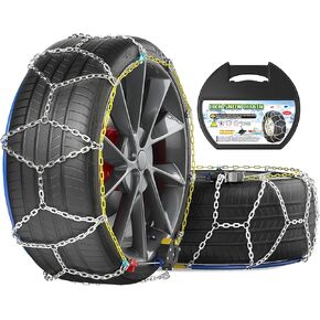 Snow Chains for Car Tires, 35s Quick Fit & Auto-Tightening, Universal Emergency Anti-Slip Tire Traction Chains for Cars, SUVs & Trucks, Reusable Portable Set of 2 (HKN-140) in Kuwait