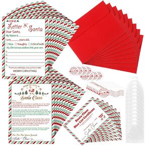 Colarr 12 مجموعة من الرسائل الرسمية لعيد الميلاد من وإلى مجموعة سانتا تتضمن 24 حرفًا لعيد الميلاد و12 شهادة قائمة لطيفة و12 ملصق ختم و12 ملصق عنوان الإرجاع و24 ظرفًا و12 حقيبة لتهنئة العطلات in Kuwait