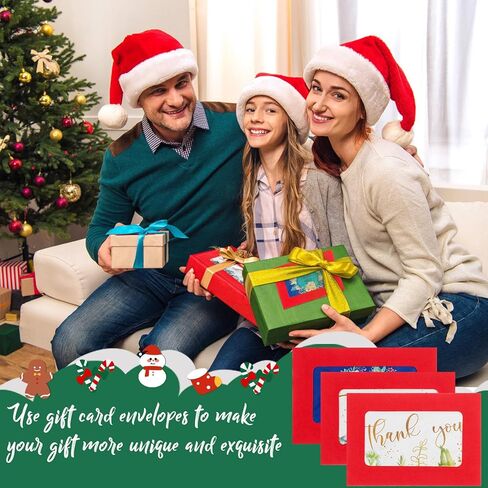 Cholemy 200 Pcs Red Gift Card Envelopes Christmas Card Envelopes with Window 4.1 x 2.8 Invitation Credit Sleeves for Money Cash Business Thanksgiving Wedding Party Greeting Supplies Decoration in Saudi Arabia