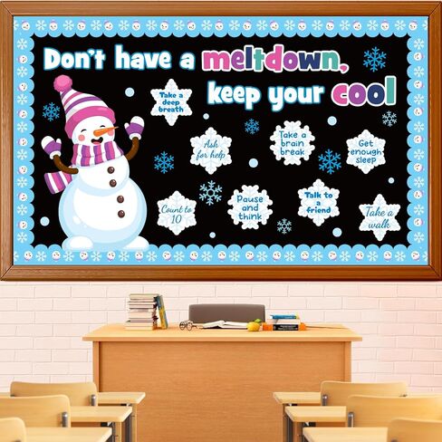 Winter Mental Health Bulletin Board Decoration Set, Winter Emotion Inspirational Classroom Decorations Snowman Snowflake Cutouts RA School Counselor Therapy Calm Corner Wall Door Decor for Teacher in Saudi Arabia