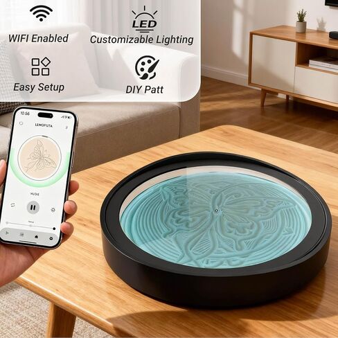 Lemofuta 20" Automatic Drift Sandscape – Zen Sand Art Display with App Control, DIY Custom Pattern Creation & LED Ambient Lighting – Perpetual Motion Decor for Relaxation, Focus & Meditation in Saudi Arabia