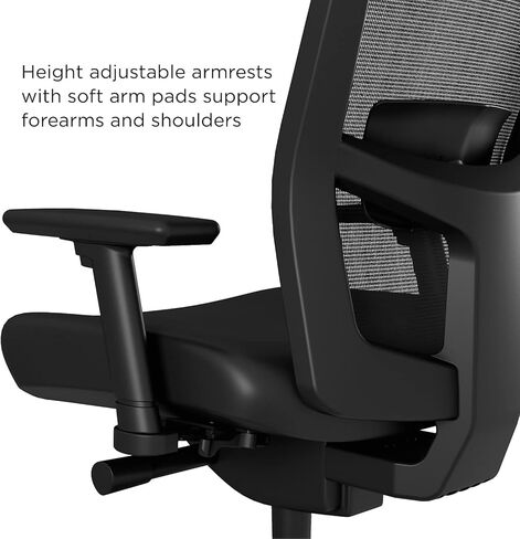 STAPLES 2846129 كرسي مهام من سلسلة 500 من الفينيل والشبك، أسود Adj Lumbar 2D Arms in Saudi Arabia