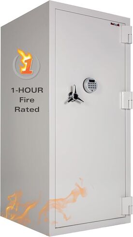 FireKing Fire Safe مع قفل إلكتروني، مصنف ضد الحريق لمدة ساعة واحدة، آمن للمنزل بتصنيف UL ومقاوم للماء، خزائن منزلية قابلة للبرمجة، أبيض in Kuwait