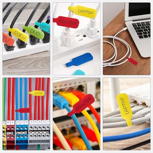 48-Pack Reusable Cable Labels – Colorful Wire Tags with Hook & Loop Closure for Electronics, Computer & Office – 1.78 x 0.79 Inch, Writable & Multicolor in Saudi Arabia