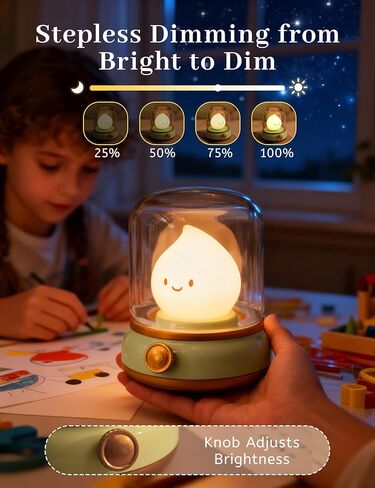 Night Light for Kids, Retro Kerosene Lamp, Kawaii LED Night Light Rechargeable with Timer, Dimmable Kids Room Night Light, Nursery Night Light for Breastfeeding, Cool Gifts for Kids in Kuwait
