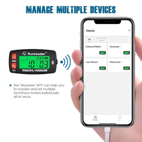 جهاز قياس سرعة الدوران لساعات التحويل بتقنية البلوتوث من Runleader RL-HM032-BT، يعمل ببطارية قابلة للاستبدال وطاقة تيار مستمر 12 فولت. (1) in Saudi Arabia