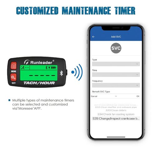 جهاز قياس سرعة الدوران لساعات التحويل بتقنية البلوتوث من Runleader RL-HM032-BT، يعمل ببطارية قابلة للاستبدال وطاقة تيار مستمر 12 فولت. (1) in Saudi Arabia