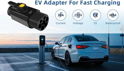 محول شحن EV، 32 أمبير من النوع 2 (IEC 62196) إلى النوع 1 (SAE J1772)، محول شحن سيارة 250 فولت 7.2 كيلو وات in Kuwait