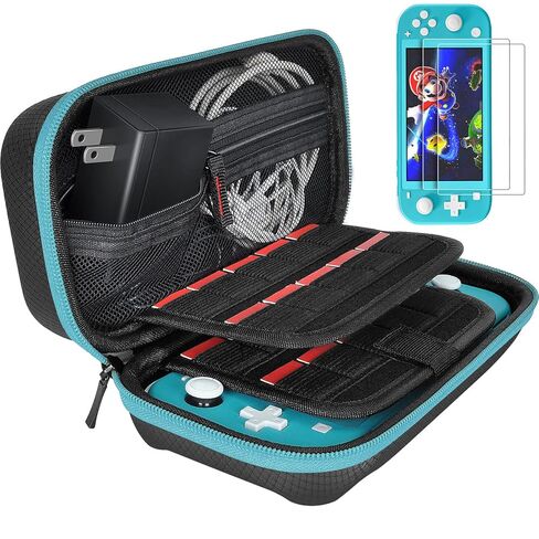 حافظة Daydayup Switch متوافقة مع جهاز Nintendo Switch Lite مع عبوتين من واقي الشاشة و6 قطع من قبضة الإبهام، و20 خرطوشة ألعاب ذات هيكل صلب للسفر ووحدة تحكم Switch Lite وملحقاتها، باللون الأحمر in Kuwait