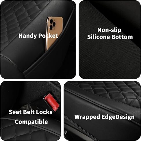 2pcs Car Seat Covers for Upgrade Leather,Car Seat Protector Water Proof Material,No Slip Soft,Side Wrapping,Bottom Seat Covers Universal for Most Automotive,Vans,Trucks,Suvs (Black-Red) in Saudi Arabia