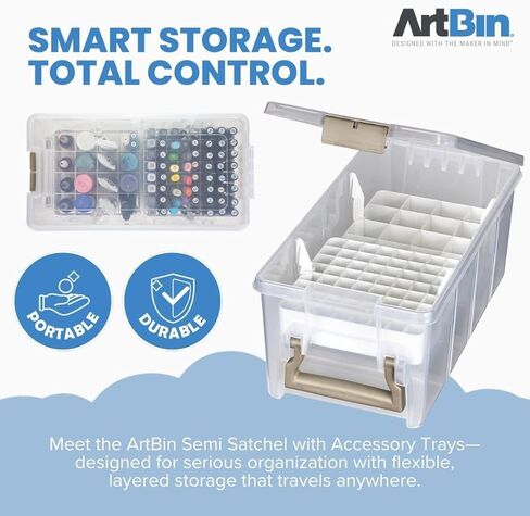 ArtBin Semi Satchel with Accessory Trays Storage Container, Clear in Saudi Arabia