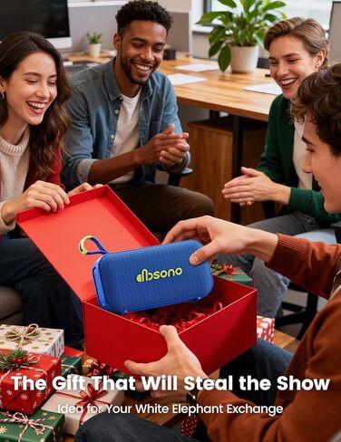 هدايا لاسلكية لسماعات بلوتوث محمولة: هدية الفيل الأبيض للرجال البالغين والمراهقين، حشوات تخزين عيد الميلاد، وقت تشغيل 30 ساعة، باس قوي، عرض أضواء RGB، أساسيات عطلة عيد الميلاد على الشاطئ، أسود in Kuwait