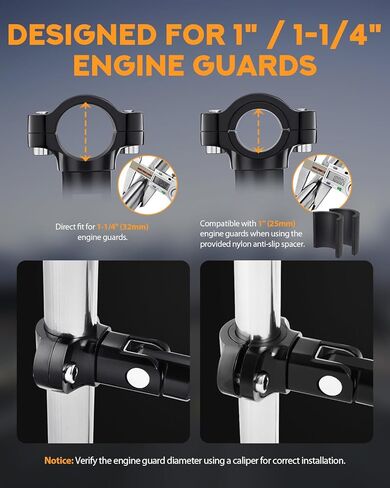 PBYMT الطريق السريع Footpegs، 1 "و 1.25" أوتاد الطريق السريع الفولاذ المقاوم للصدأ CNC الألومنيوم قابل للتعديل مناسب لـ Harley Davidson Street Glide Road King Road Glide Softail Dyna Sportster Engine Guard Chrome in Saudi Arabia
