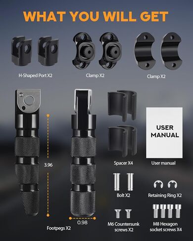 PBYMT الطريق السريع Footpegs، 1 "و 1.25" أوتاد الطريق السريع الفولاذ المقاوم للصدأ CNC الألومنيوم قابل للتعديل مناسب لـ Harley Davidson Street Glide Road King Road Glide Softail Dyna Sportster Engine Guard Chrome in Saudi Arabia