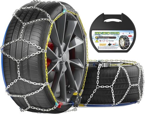 سلاسل الثلج لإطارات السيارات، 35 ثانية سريعة التركيب والشد التلقائي، سلاسل جر الإطارات الشاملة المضادة للانزلاق في حالات الطوارئ للسيارات وسيارات الدفع الرباعي والشاحنات، مجموعة محمولة قابلة لإعادة الاستخدام مكونة من 2 (HKN-140) in Kuwait