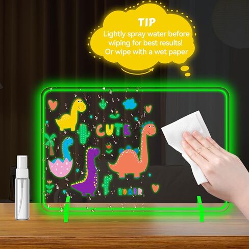 لوحة ملاحظات LED بألوان، لوحة رسم LED مقاس 11.8 × 7.8 بوصة للأطفال، 21 وضعًا و16 لونًا، لوحة مسح جافة من الأكريليك مع ضوء، جهاز تحكم عن بعد، أضواء ليلية كهدايا عيد الميلاد لغرف الأطفال. in Saudi Arabia