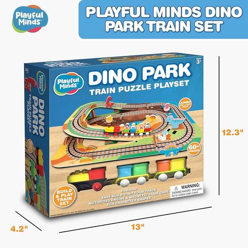 Dino Park Train Puzzle Playset – Build and Play Railway Set for Toddlers and Kids Ages 3-5 – EVA Foam Puzzle Track with Motorized Train and Cars (Large) in Saudi Arabia