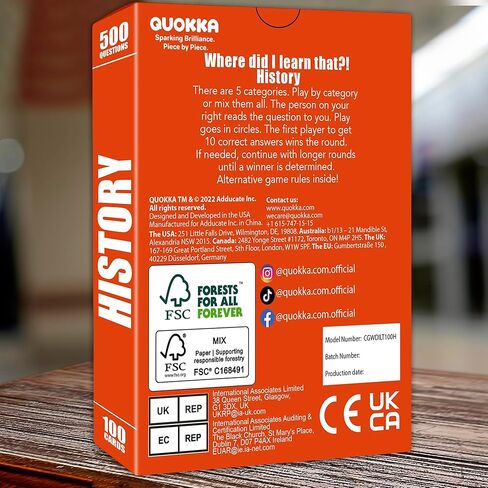 QUOKKA Trivia Games for Adults with 500 Questions - Fun Adult Board Game Trivia Cards for Teens, and Families – Trivia Cards with Answers – Great Board Games Trivia for Family Party and Game Night in Saudi Arabia
