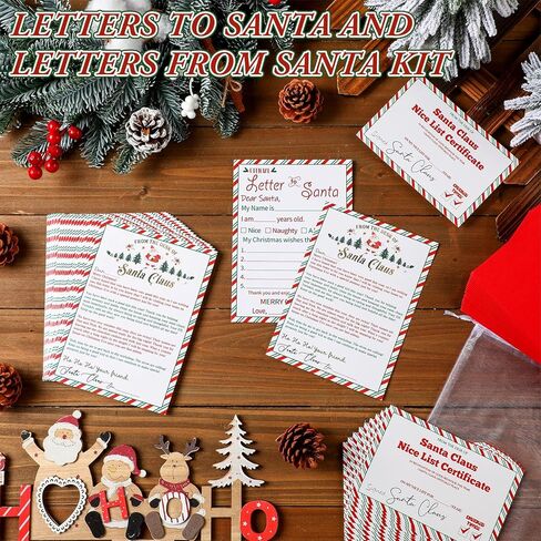 Colarr 12 مجموعة من الرسائل الرسمية لعيد الميلاد من وإلى مجموعة سانتا تتضمن 24 حرفًا لعيد الميلاد و12 شهادة قائمة لطيفة و12 ملصق ختم و12 ملصق عنوان الإرجاع و24 ظرفًا و12 حقيبة لتهنئة العطلات in Kuwait