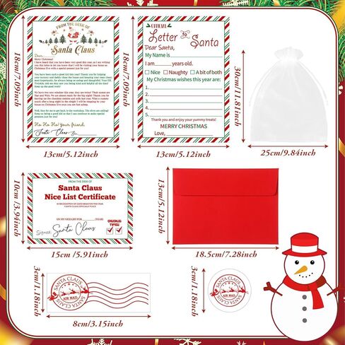 Colarr 12 مجموعة من الرسائل الرسمية لعيد الميلاد من وإلى مجموعة سانتا تتضمن 24 حرفًا لعيد الميلاد و12 شهادة قائمة لطيفة و12 ملصق ختم و12 ملصق عنوان الإرجاع و24 ظرفًا و12 حقيبة لتهنئة العطلات in Kuwait