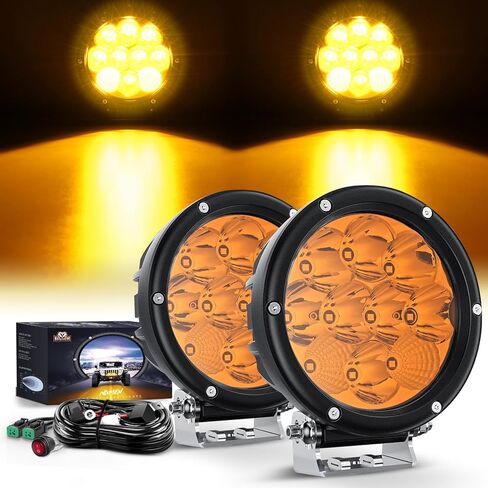 Nilight 5.7 بوصة العنبر LED القيادة الخفيفة جولة 50W الأصفر الضباب بقعة الفيضانات أضواء التحرير والسرد ث / 16AWG DT موصل الأسلاك تسخير IP68 للطرق الوعرة ATV UTV شاحنة جرار in Kuwait