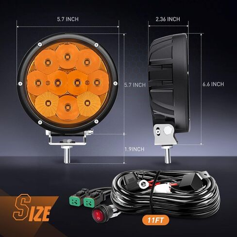 Nilight 5.7 بوصة العنبر LED القيادة الخفيفة جولة 50W الأصفر الضباب بقعة الفيضانات أضواء التحرير والسرد ث / 16AWG DT موصل الأسلاك تسخير IP68 للطرق الوعرة ATV UTV شاحنة جرار in Kuwait