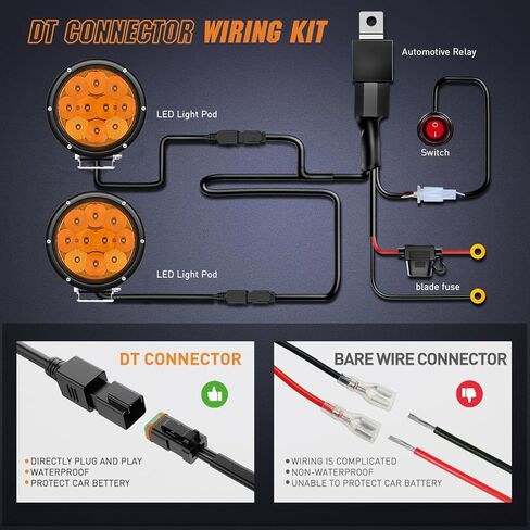 Nilight 5.7 بوصة العنبر LED القيادة الخفيفة جولة 50W الأصفر الضباب بقعة الفيضانات أضواء التحرير والسرد ث / 16AWG DT موصل الأسلاك تسخير IP68 للطرق الوعرة ATV UTV شاحنة جرار in Kuwait