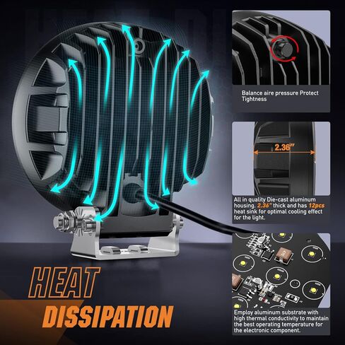 Nilight 5.7 بوصة العنبر LED القيادة الخفيفة جولة 50W الأصفر الضباب بقعة الفيضانات أضواء التحرير والسرد ث / 16AWG DT موصل الأسلاك تسخير IP68 للطرق الوعرة ATV UTV شاحنة جرار in Kuwait